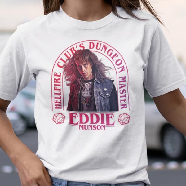 Vit T-shirt inspirerad av Stranger things Eddie Munson