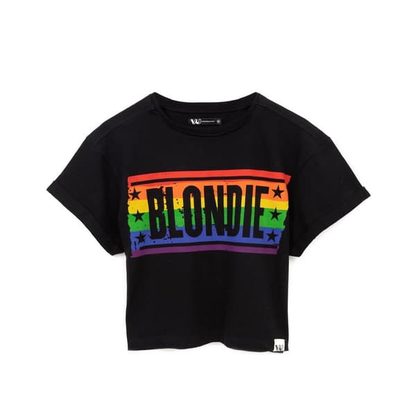Blondie Womens/Ladies Rainbow Crop T-Shirt Black/Blue/Orange 3XL
