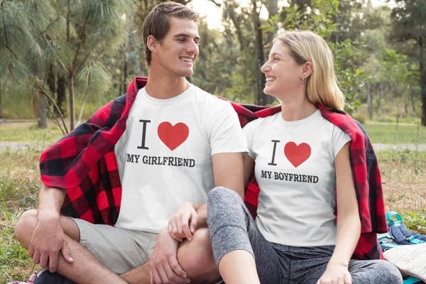 I love my boyfriend eller girlfriend t-shirt tryck unisex