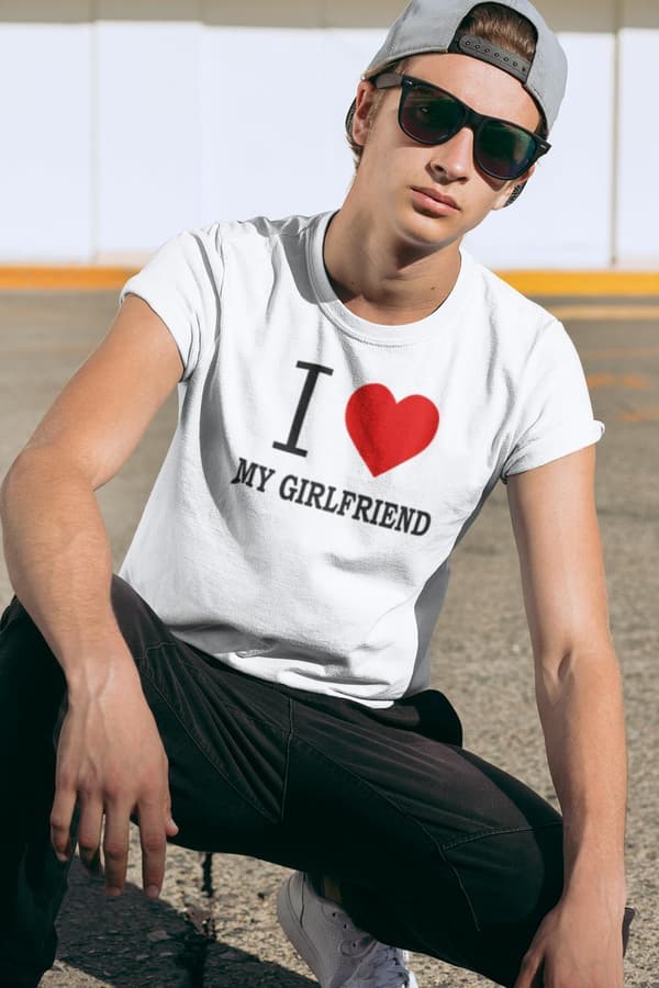 I love my boyfriend eller girlfriend t-shirt tryck unisex