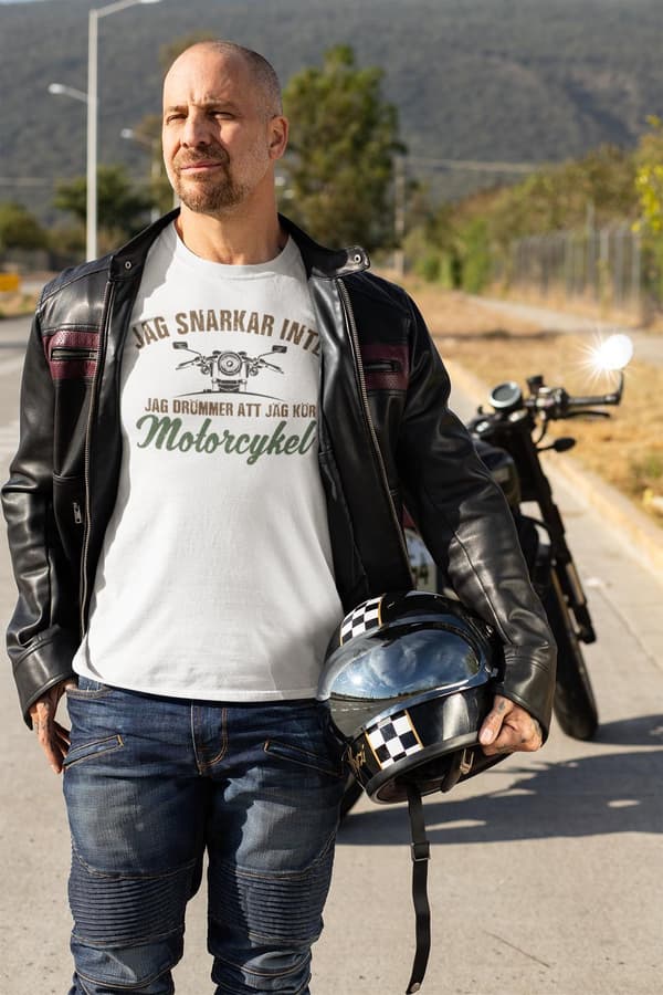 Jag snarkar inte jag drömmer att jag kör motorcykel vit T-shirt