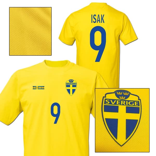Sverige stil fotbollströja med Isak 9 tryck t-shirt