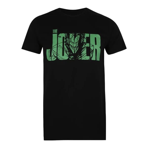 Batman Mens The Joker text bomulls-T-Shirt Black S