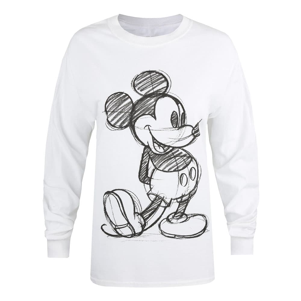 Disney Kvinnor/Damer Mickey Mouse Sketch långärmad T-shirt med lång ärm