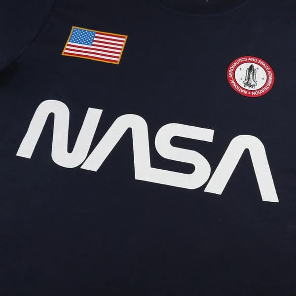 NASA Bomulds-T-shirt med badge til mænd