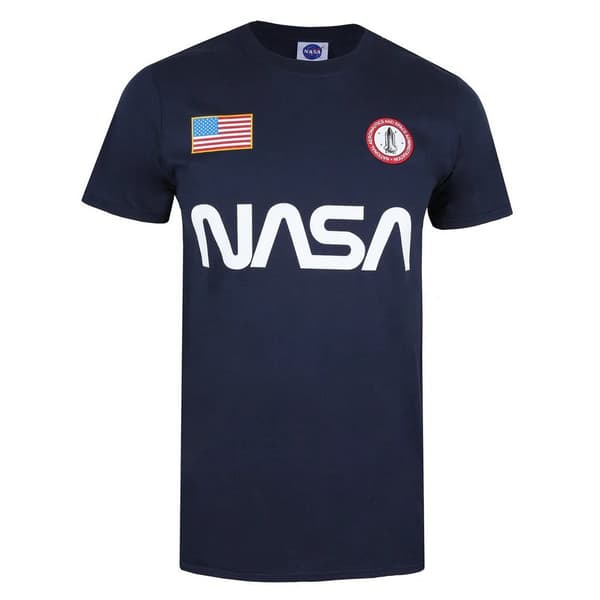 NASA Bomulds-T-shirt med badge til mænd