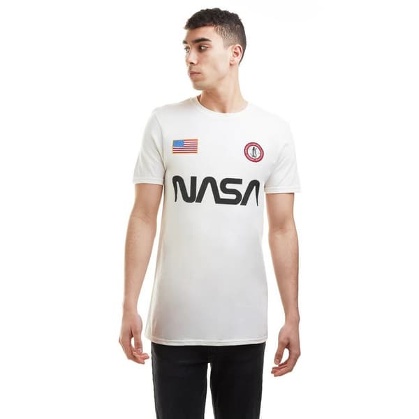 NASA Bomulds-T-shirt med badge til mænd