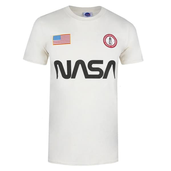 NASA Bomulds-T-shirt med badge til mænd
