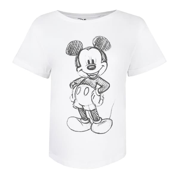 Disney Dame/kvinde Mickey Mouse skitse T-shirt White L