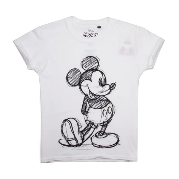 Disney Piger Mickey Mouse Sketch T-shirt White 12-13 Years