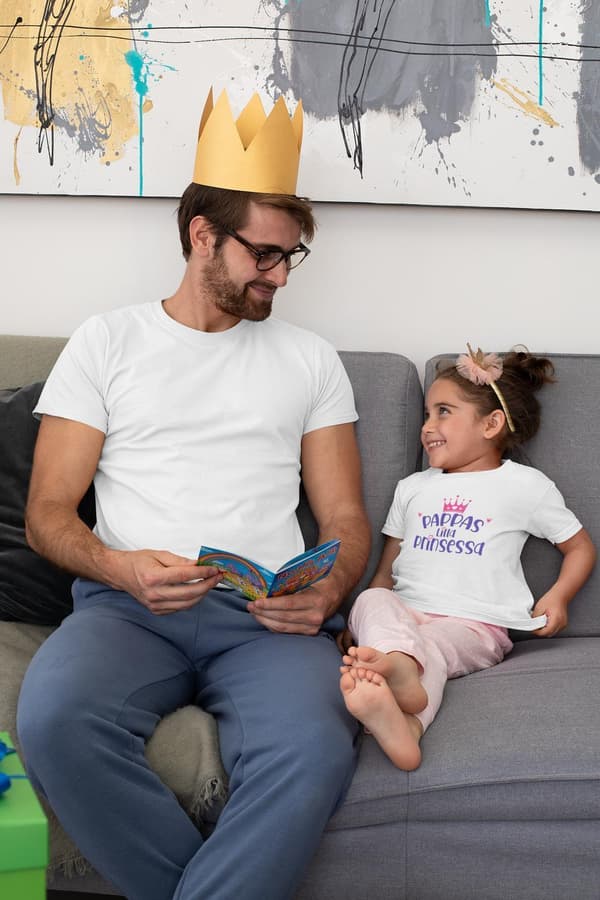 Barn vit T-shirt Pappas Lilla Prinsessa