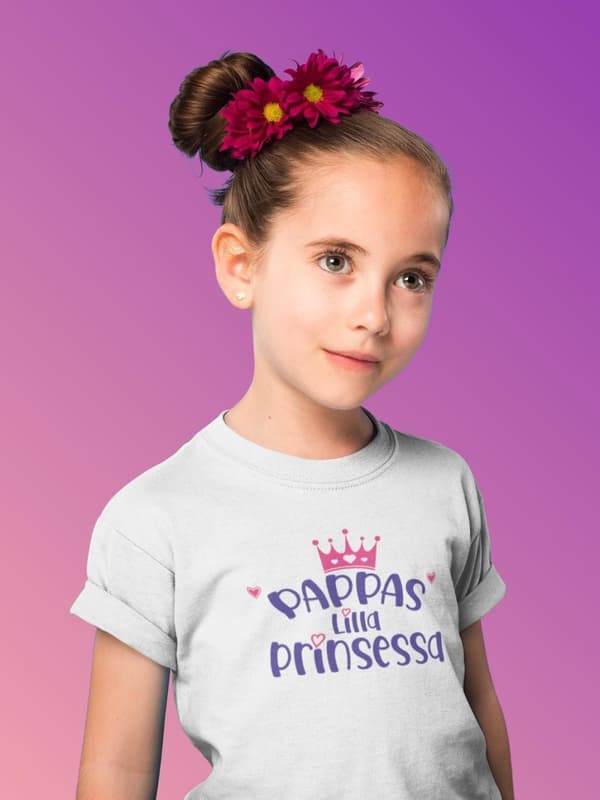 Barn vit T-shirt Pappas Lilla Prinsessa