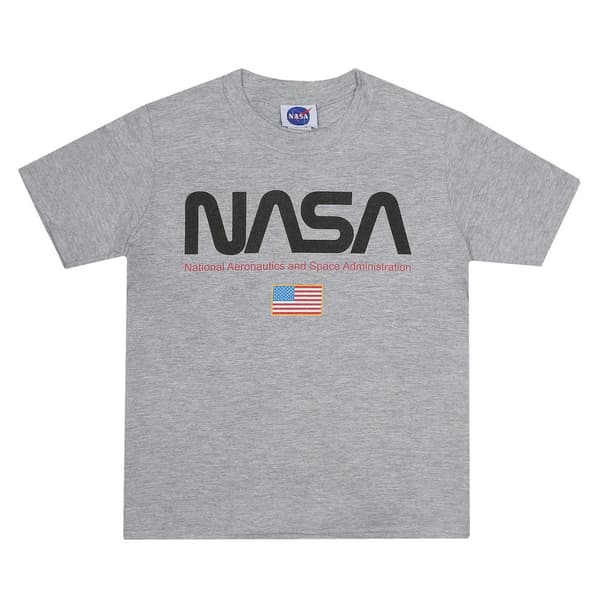 NASA Boys Flag T-Shirt Sports Grey L