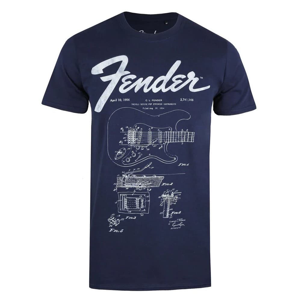 Fender T-shirt med patenttryck för män