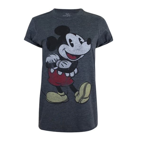 Disney Kvinnor/damer Musse Pigg Vintage T-Shirt Dark Heather S