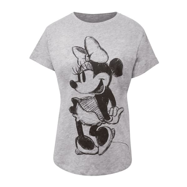 Disney Womens/Ladies Minnie Mouse Sketch Cotton T-Shirt Grey S