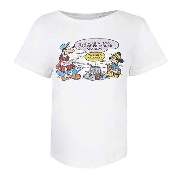Disney Dame/Ladies Campfire Mickey T-shirt i bomuld