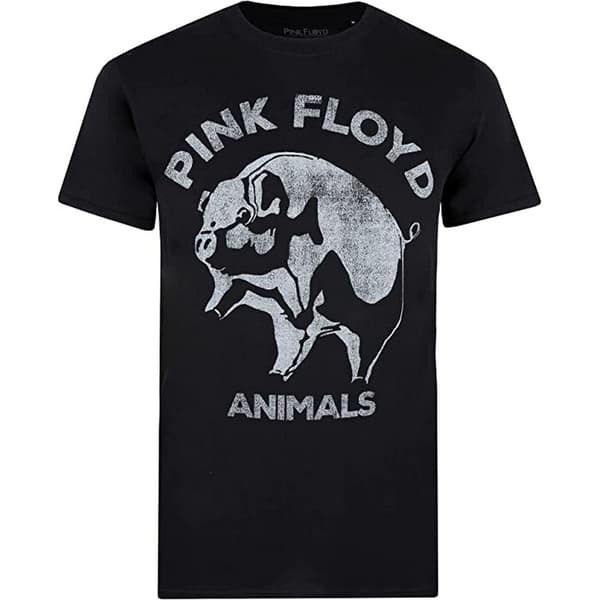 Pink Floyd T-shirt i bomull med djur för män Black/White M