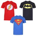 Miniatyrbild 1 av 2: DC Comics T-shirt i bomull med hjälte-logotyp för män (3 st.)