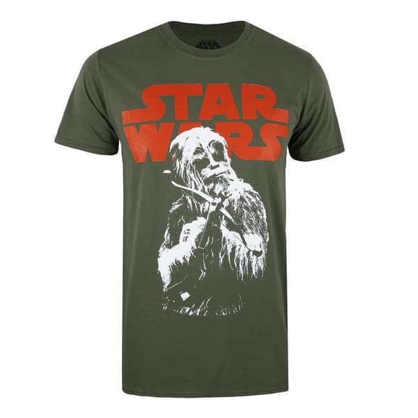 Star Wars Mens Chewbacca Crossbow T-Shirt Military Green S
