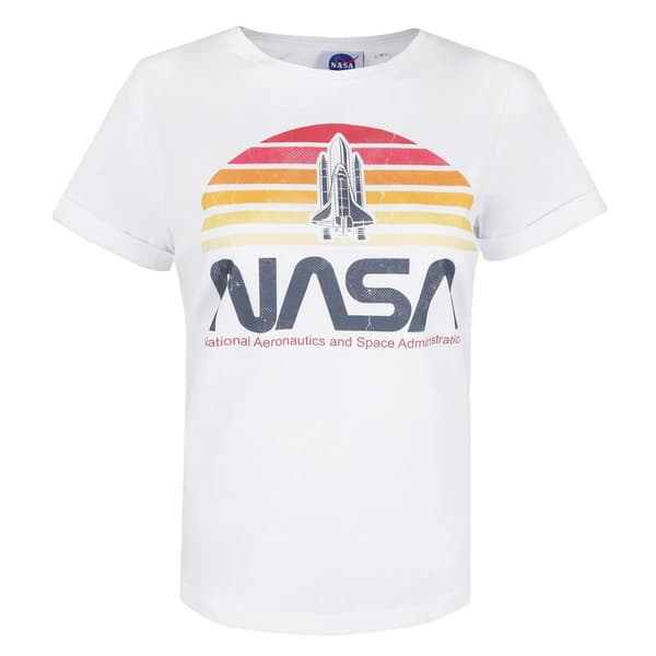 NASA T-shirt til kvinder/damer med solnedgang White M