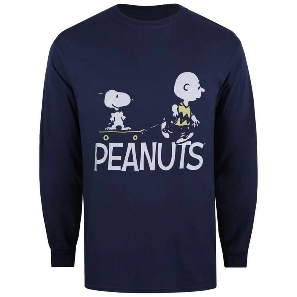 Peanuts Långärmad T-shirt med Snoopy & Charlie för män