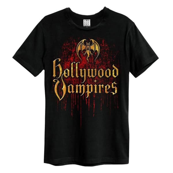 Amplified Unisex voksen Bat Blood Hollywood Vampires logo T-shirt