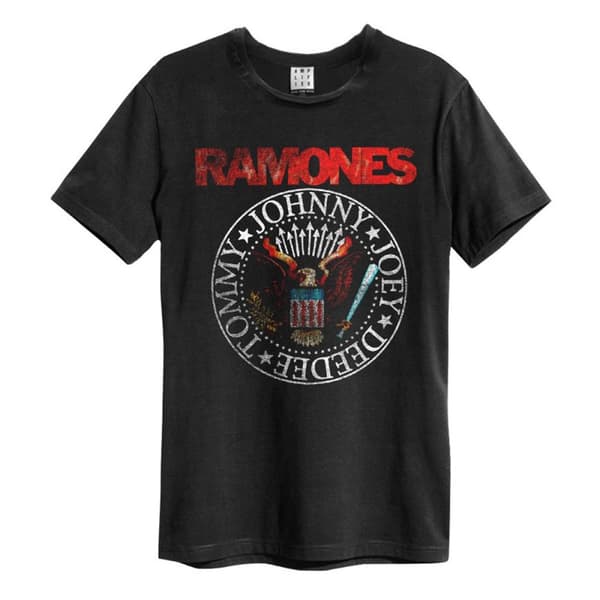 Amplified Mens Vintage Seal Ramones T-Shirt Charcoal/Red/White XS