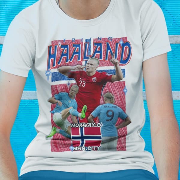 Erling Haaland Norge manchester City t-shirt  sportströja