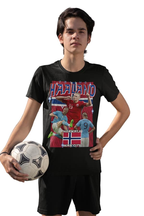 Erling Haaland T-shirt - Man City & Norge spelare tröja svart