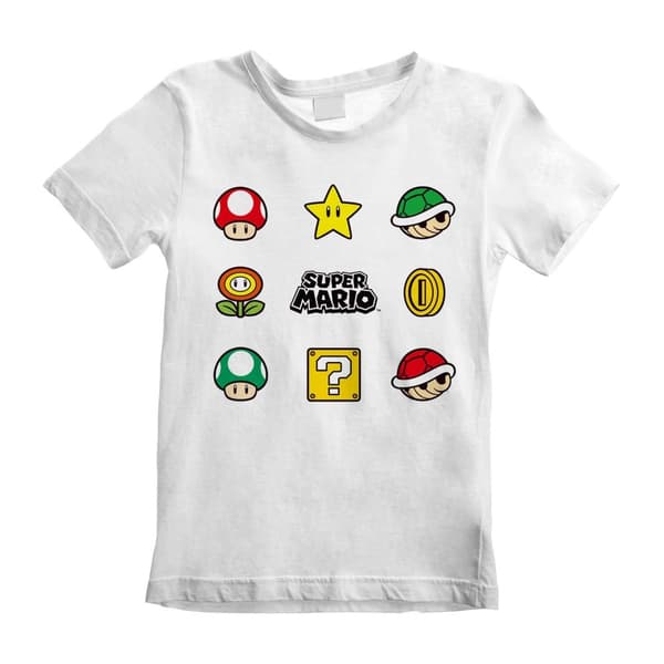 Super Mario T-Shirt med logotyp för barn/barn White 12-13 Years