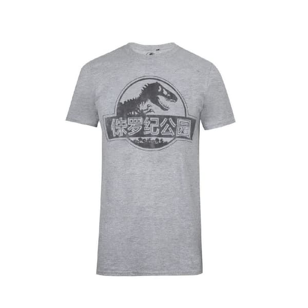Jurassic Park T-shirt med kinesisk logotyp i marmor för män