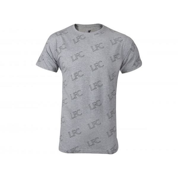 Liverpool FC Mens Repeat Logo T-Shirt Grey M