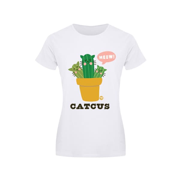 Pop Factory Kvinnor/Damer Catcus T-Shirt White/Green/Yellow M
