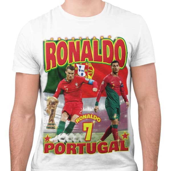 T-shirt Ronaldo Portugal sportströja tryck fram & bak