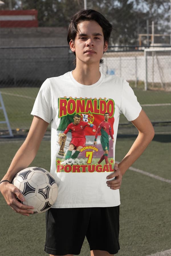 T-shirt Ronaldo Portugal sportströja tryck fram & bak