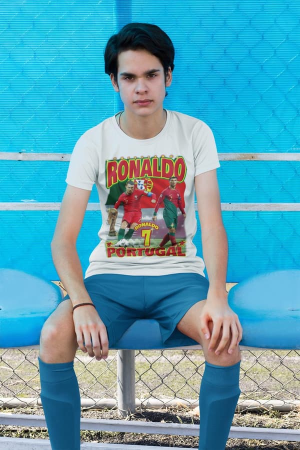 T-shirt Ronaldo Portugal sportströja tryck fram & bak