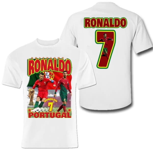 T-shirt Ronaldo Portugal sportströja tryck fram & bak 140cl 9-11 år
