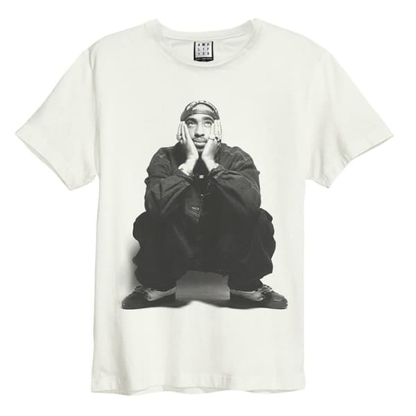 Amplified Unisex T-shirt til voksne med Tupac Shakur Tupac Shakur Vintage White XS
