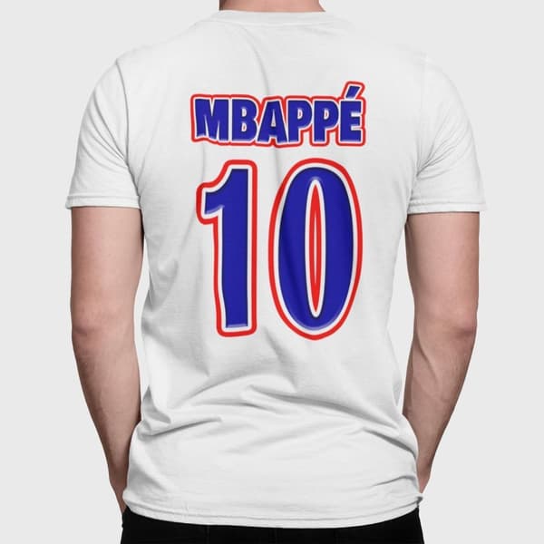 Mbappe Vit sportströja t-shirt France Tryck fram & bak