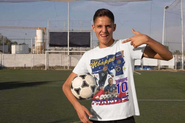 Mbappe Vit sportströja t-shirt France Tryck fram & bak