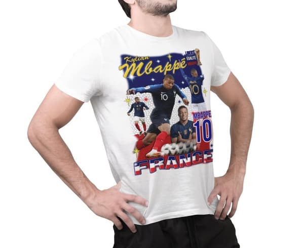 Mbappe Vit sportströja t-shirt France Tryck fram & bak