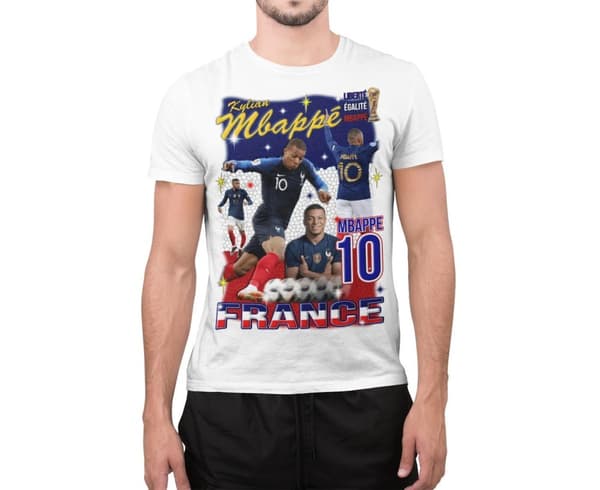 Mbappe Vit sportströja t-shirt France Tryck fram & bak