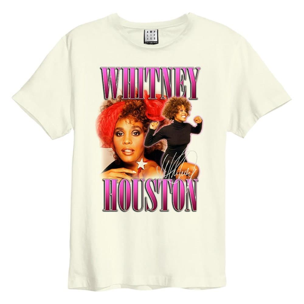 Amplified Unisex vuxen röd båge skönhet Whitney Houston T-Shirt