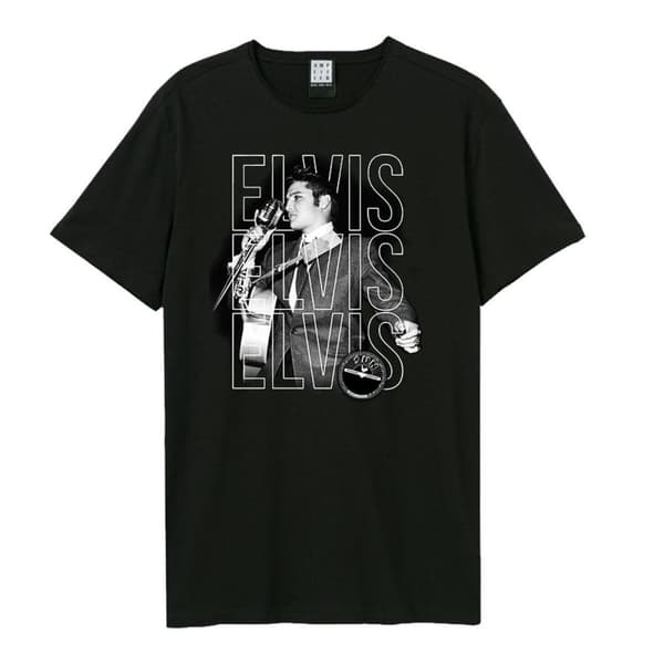 Amplified Unisex T-Shirt med trippel logotyp för vuxna med Sun Records och Elvis