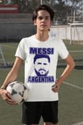 Miniatyrbild 3 av 4: Messi Argentina cutout vit t-shirt