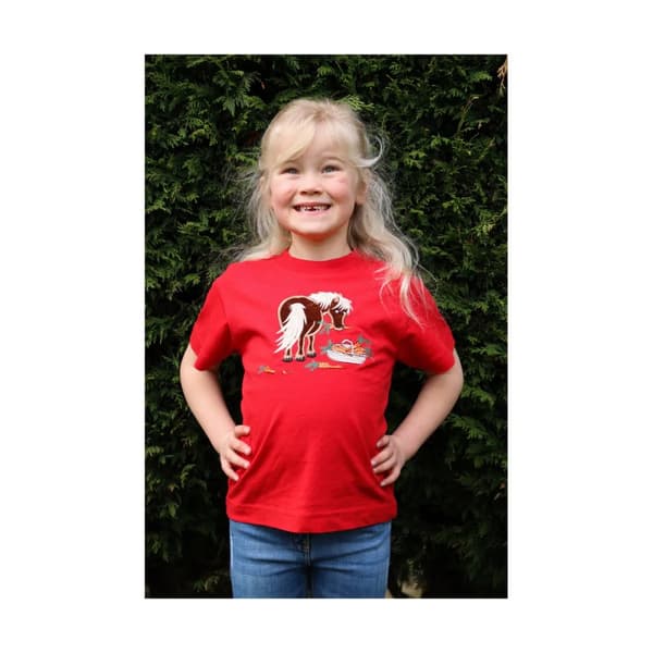 British Country Collection Barn/Kids Pony T-Shirt Red 5-6 Years