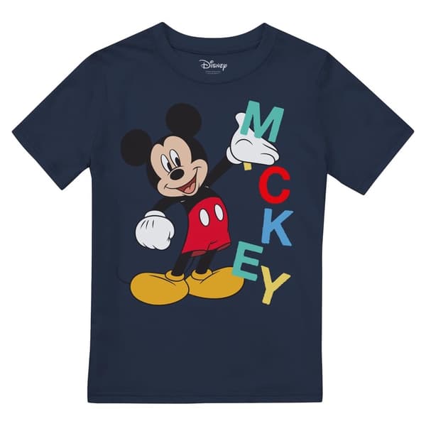 Disney Boys Mickey Mouse Text T-Shirt Navy 5-6 Years