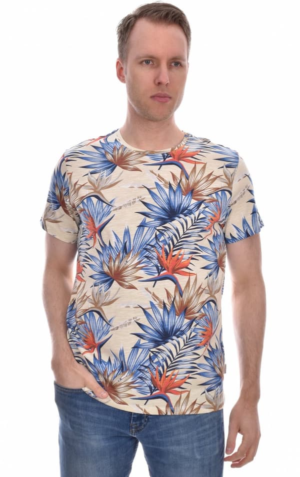 Blend - T-shirt 20715037 Bladmönstrad