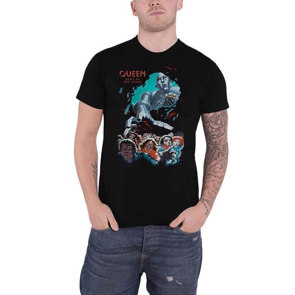 Queen Unisex Adult News Of The World Vintage T-Shirt Black S